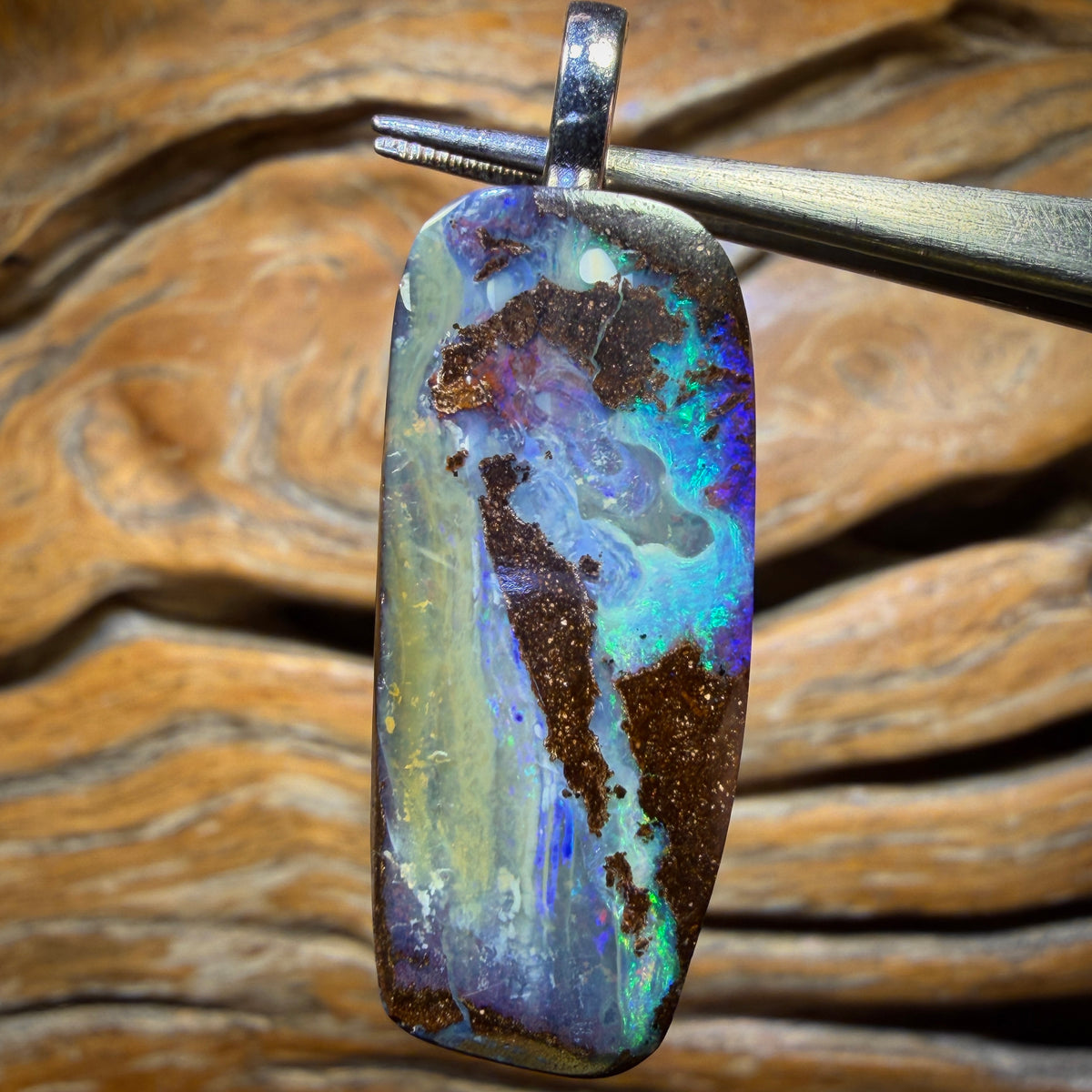 Solid Queensland Boulder Seam Opal Pendant