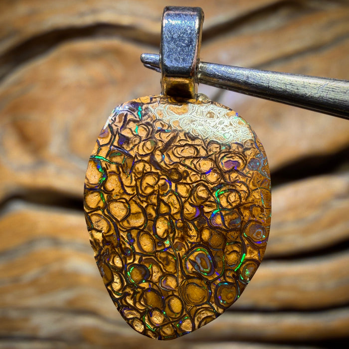 Solid Tan Tribal Queensland Boulder Opal Pendant