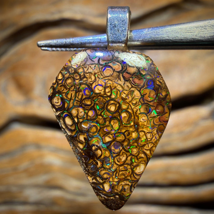 Solid Tan Tribal Queensland Boulder Opal Pendant