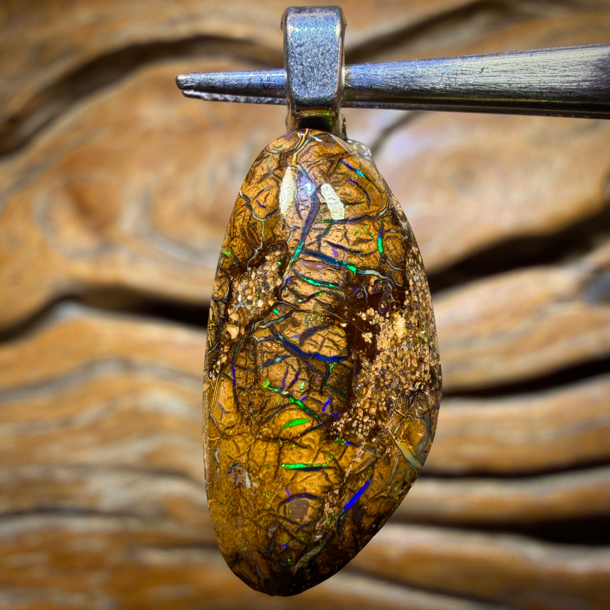 Solid Tan Tribal Queensland Boulder Opal Pendant