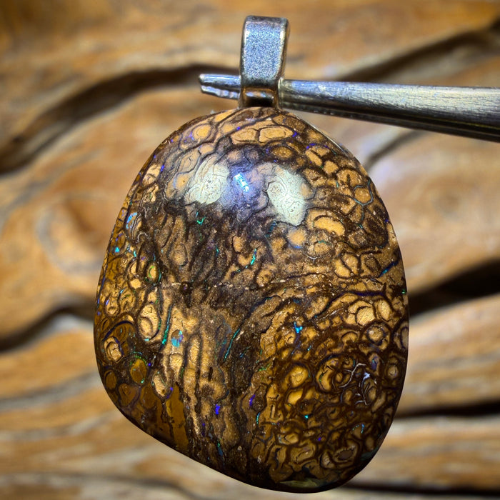 Solid Tan Tribal Queensland Boulder Opal Pendant