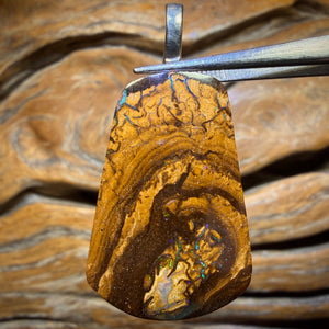 Solid Tribal Queensland Boulder Opal Pendant