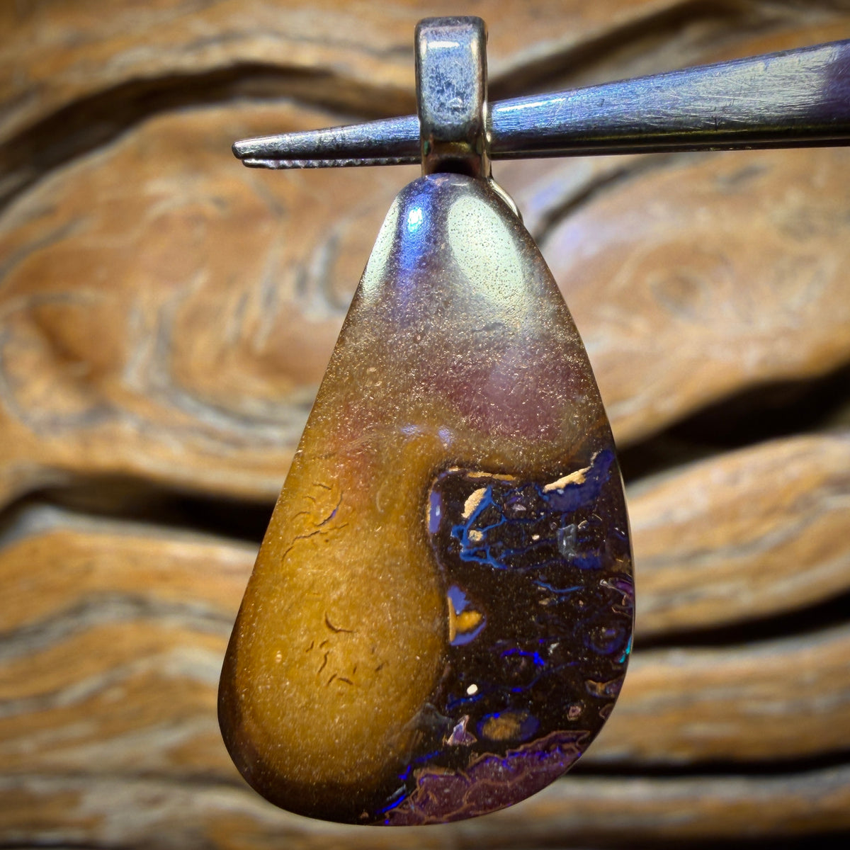 Solid Tribal Queensland Boulder Opal Pendant