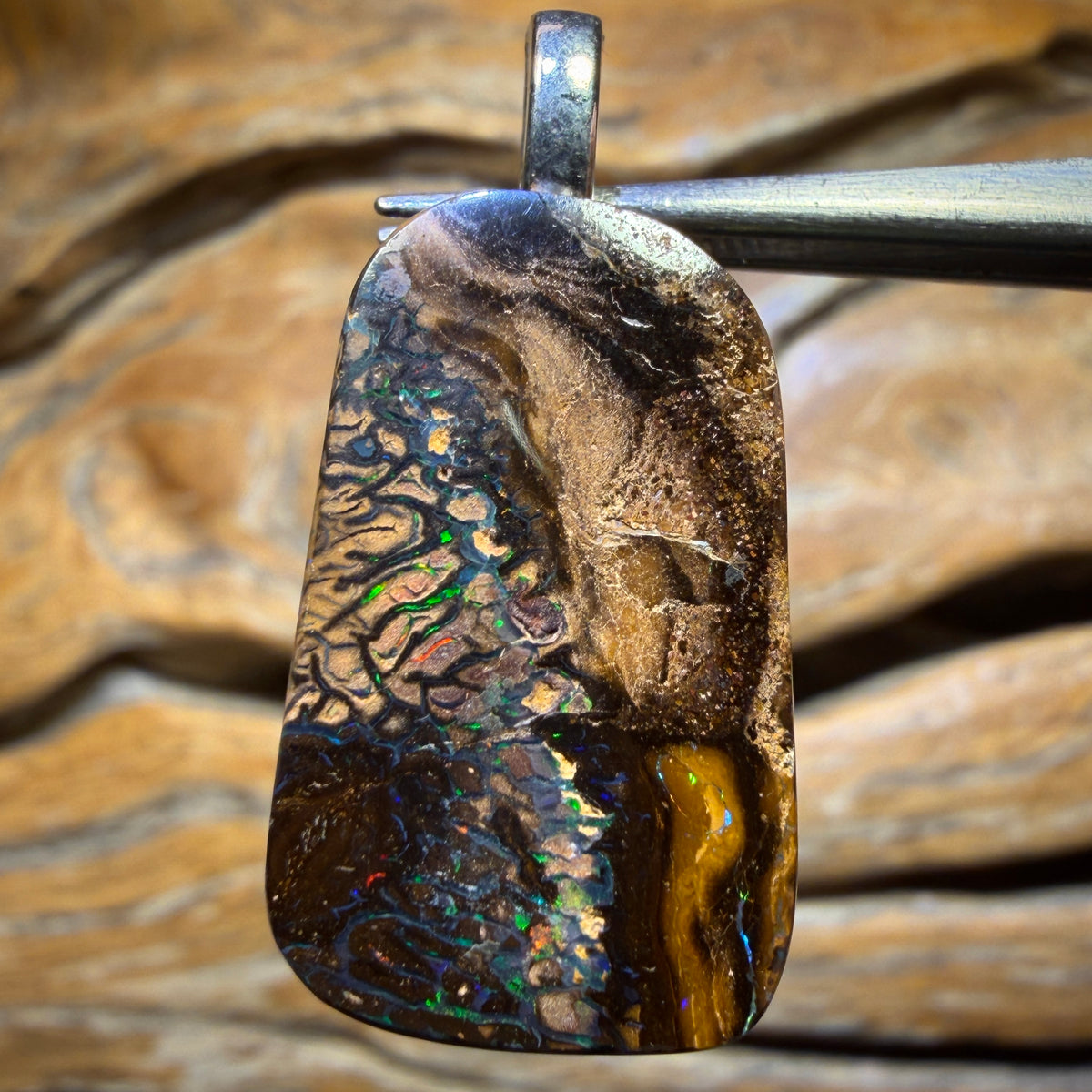 Solid Tribal Queensland Boulder Opal Pendant