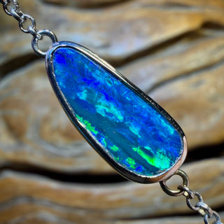 Sterling Silver - Australian Boulder Doublet Opal Bracelet