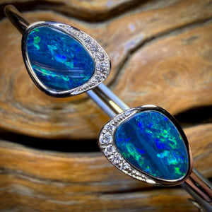 Sterling Silver - Australian Boulder Doublet Opal Bracelet