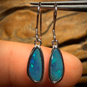 Sterling Silver - Australian Boulder Opal Doublet Hook Earrings