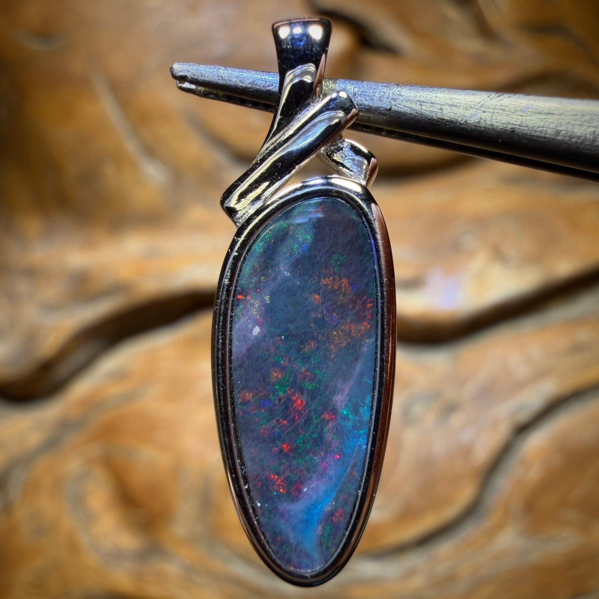Sterling Silver - Australian Boulder Opal Doublet Pendant