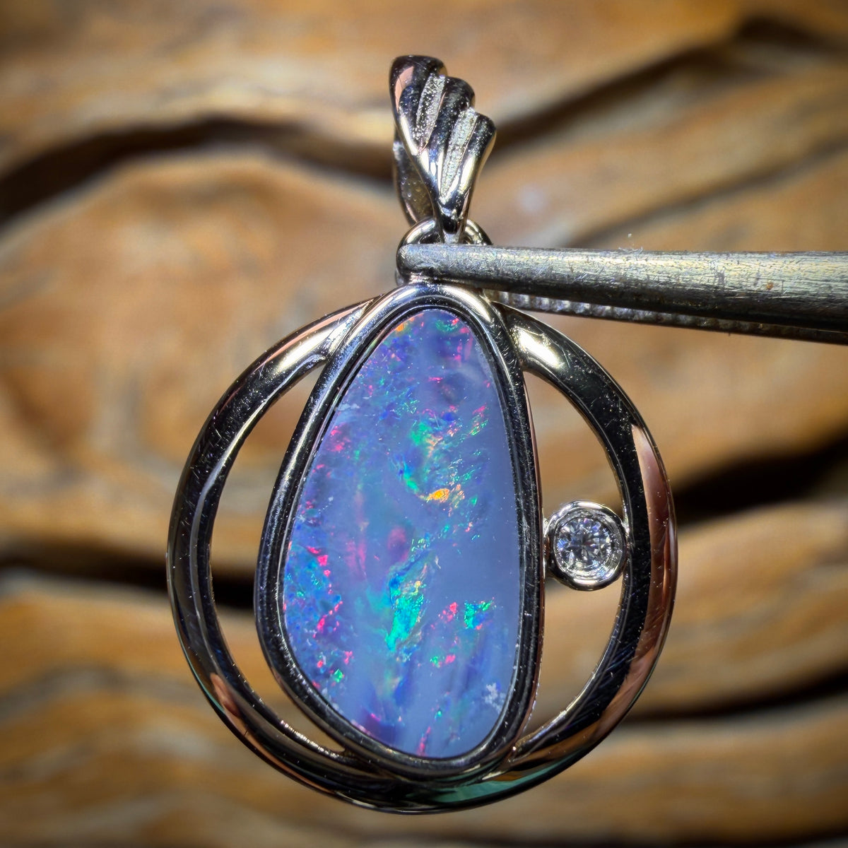 Sterling Silver - Australian Boulder Opal Doublet Pendant