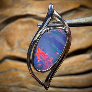 Sterling Silver - Australian Boulder Opal Doublet Pendant