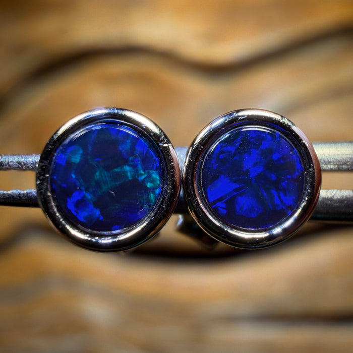Sterling Silver - Australian Boulder Opal Doublet Stud Earrings