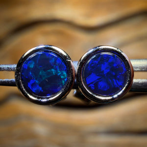 Sterling Silver - Australian Boulder Opal Doublet Stud Earrings
