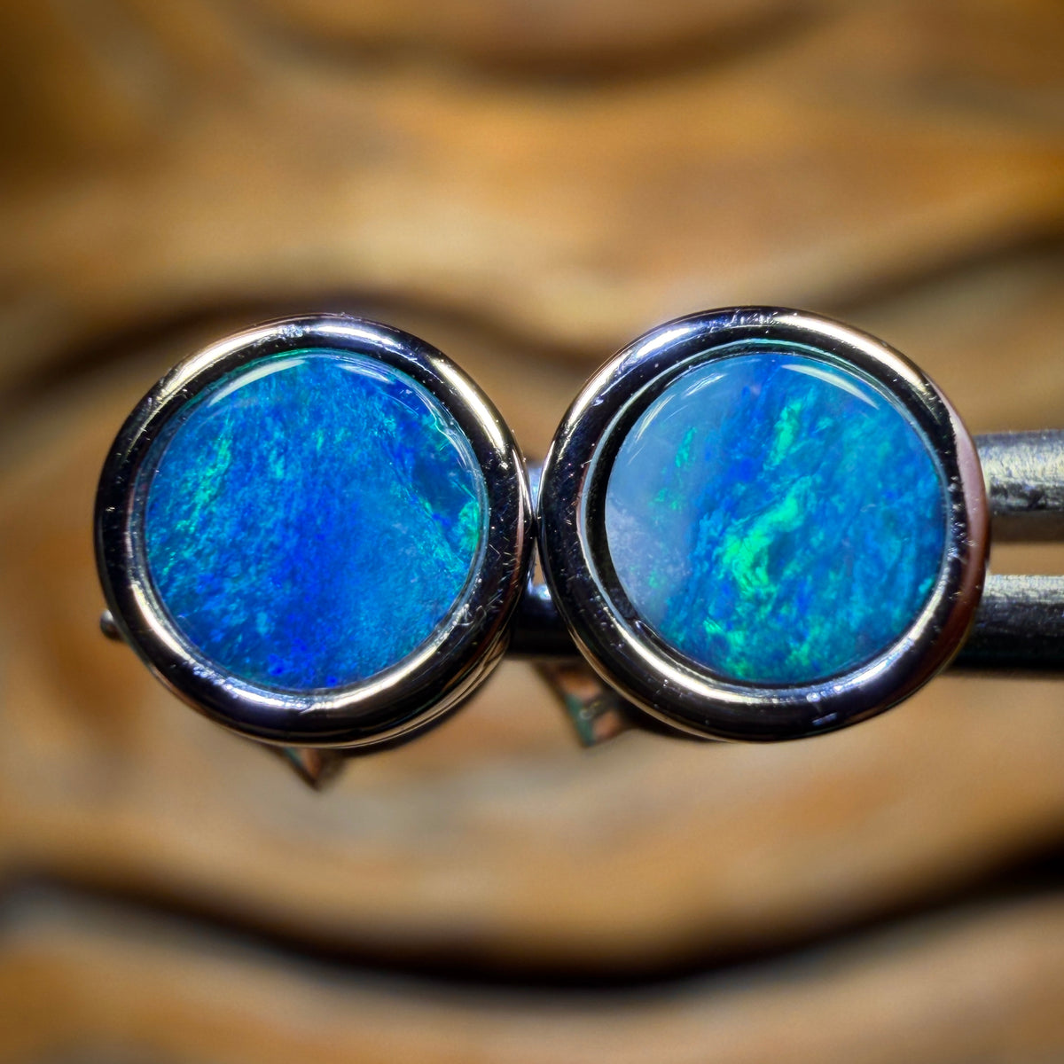 Sterling Silver - Australian Boulder Opal Doublet Stud Earrings