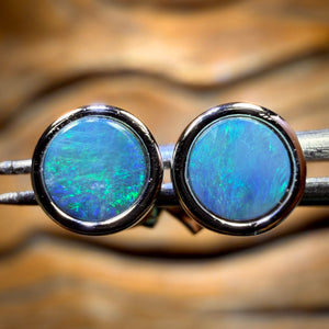 Sterling Silver - Australian Boulder Opal Doublet Stud Earrings