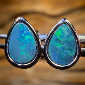 Sterling Silver - Australian Boulder Opal Doublet Stud Earrings