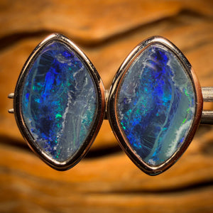 Sterling Silver - Australian Boulder Opal Doublet Stud Earrings