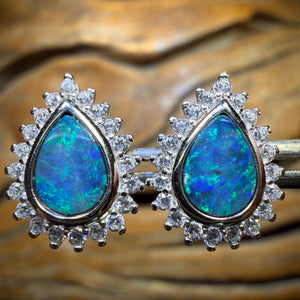 Sterling Silver - Australian Boulder Opal Doublet Stud Earrings