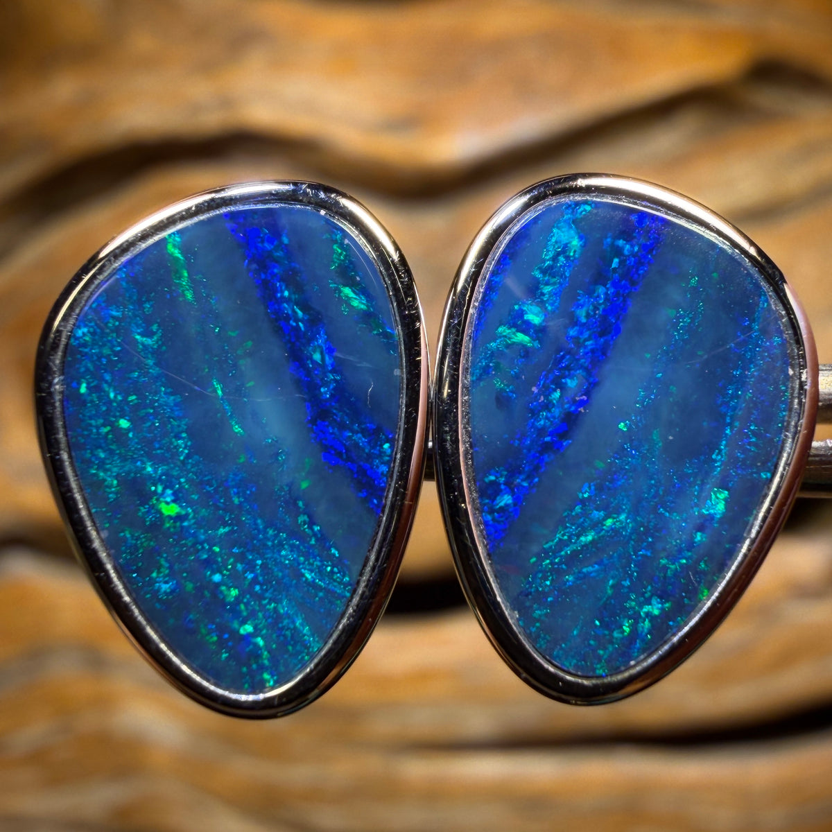 Sterling Silver - Australian Boulder Opal Doublet Stud Earrings