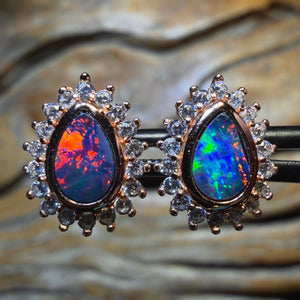 Sterling Silver - Australian Boulder Opal Doublet Stud Earrings
