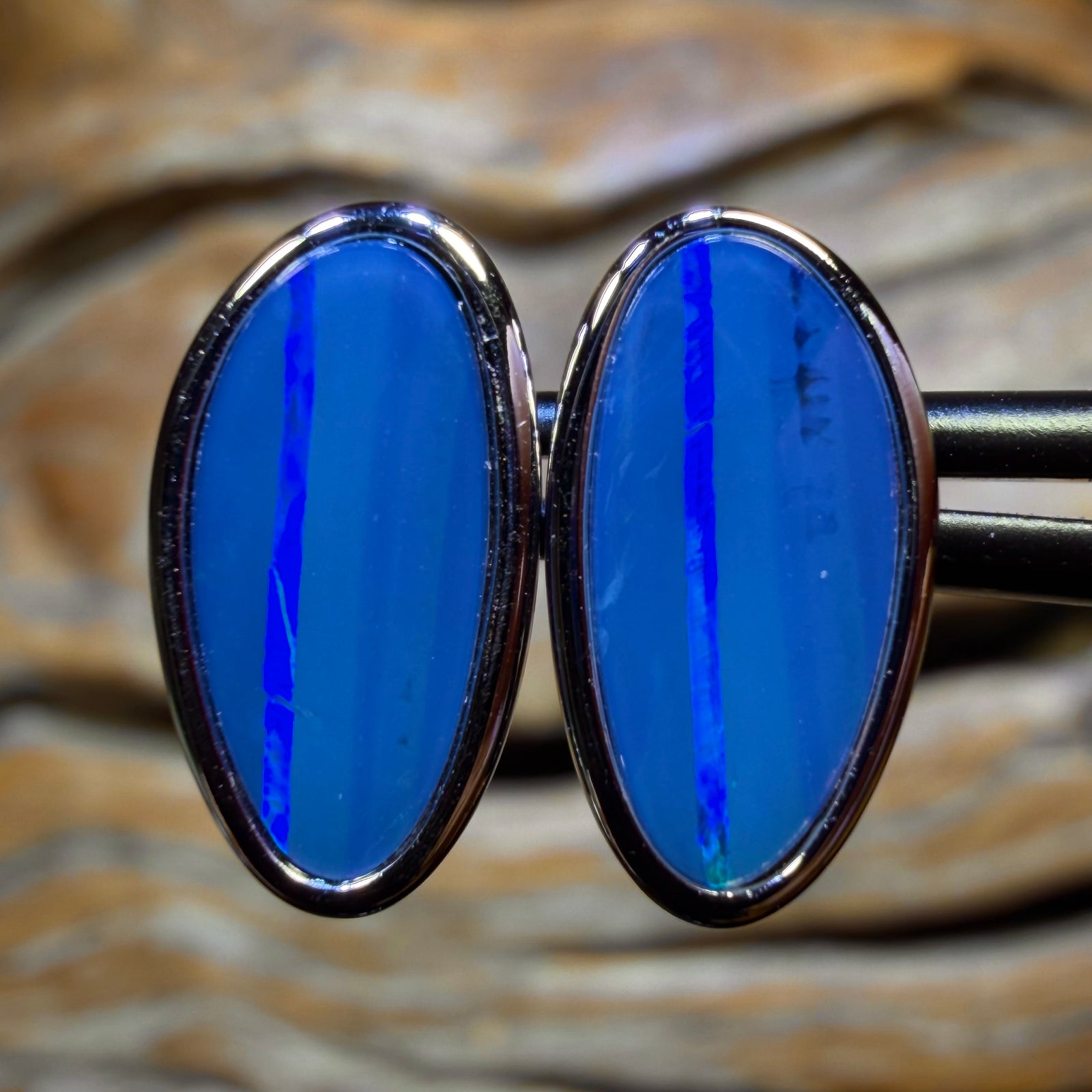 Sterling Silver - Australian Boulder Opal Doublet Stud Earrings