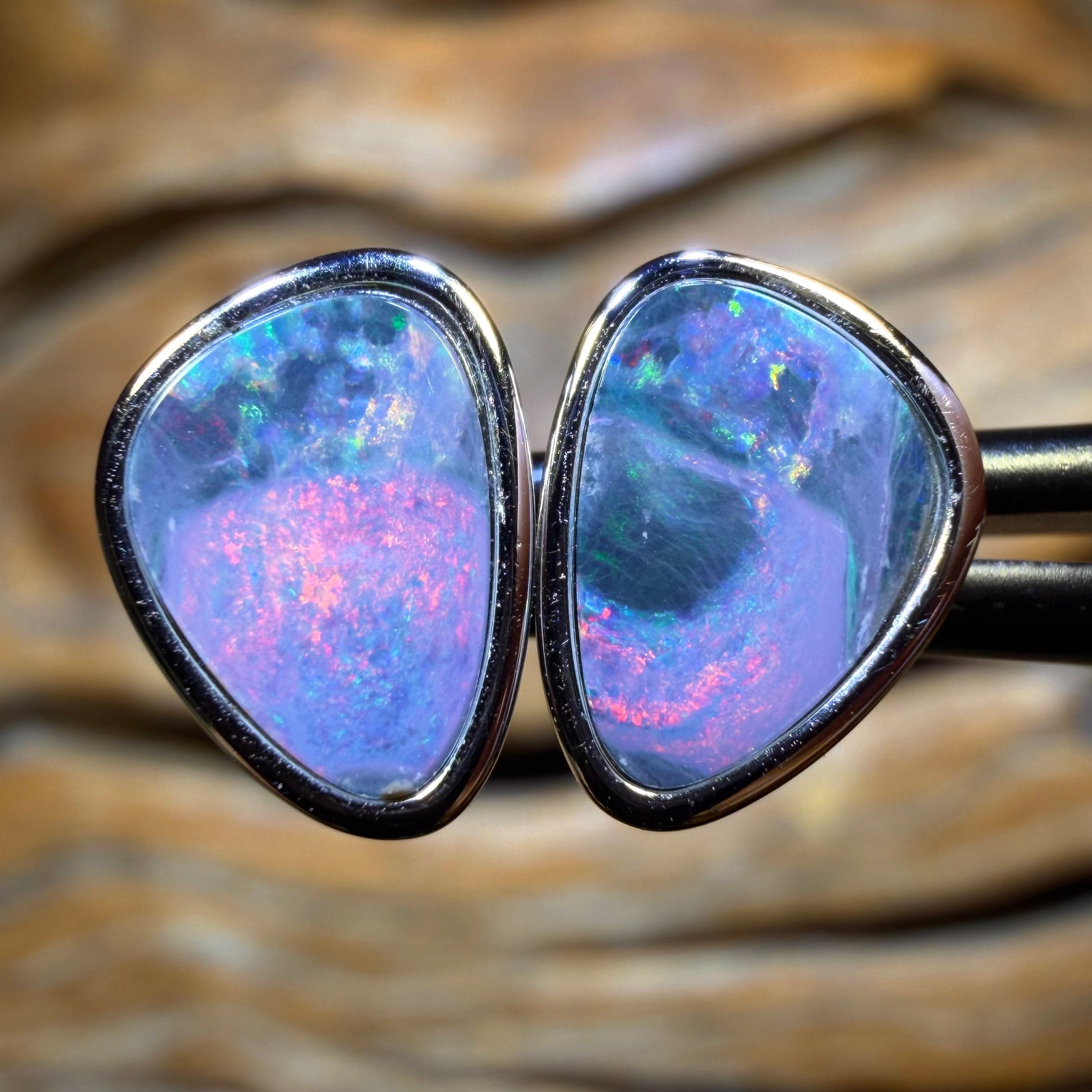 Sterling Silver - Australian Boulder Opal Doublet Stud Earrings