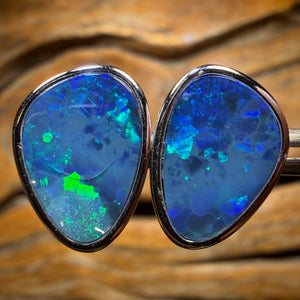 Sterling Silver - Australian Boulder Opal Doublet Stud Earrings