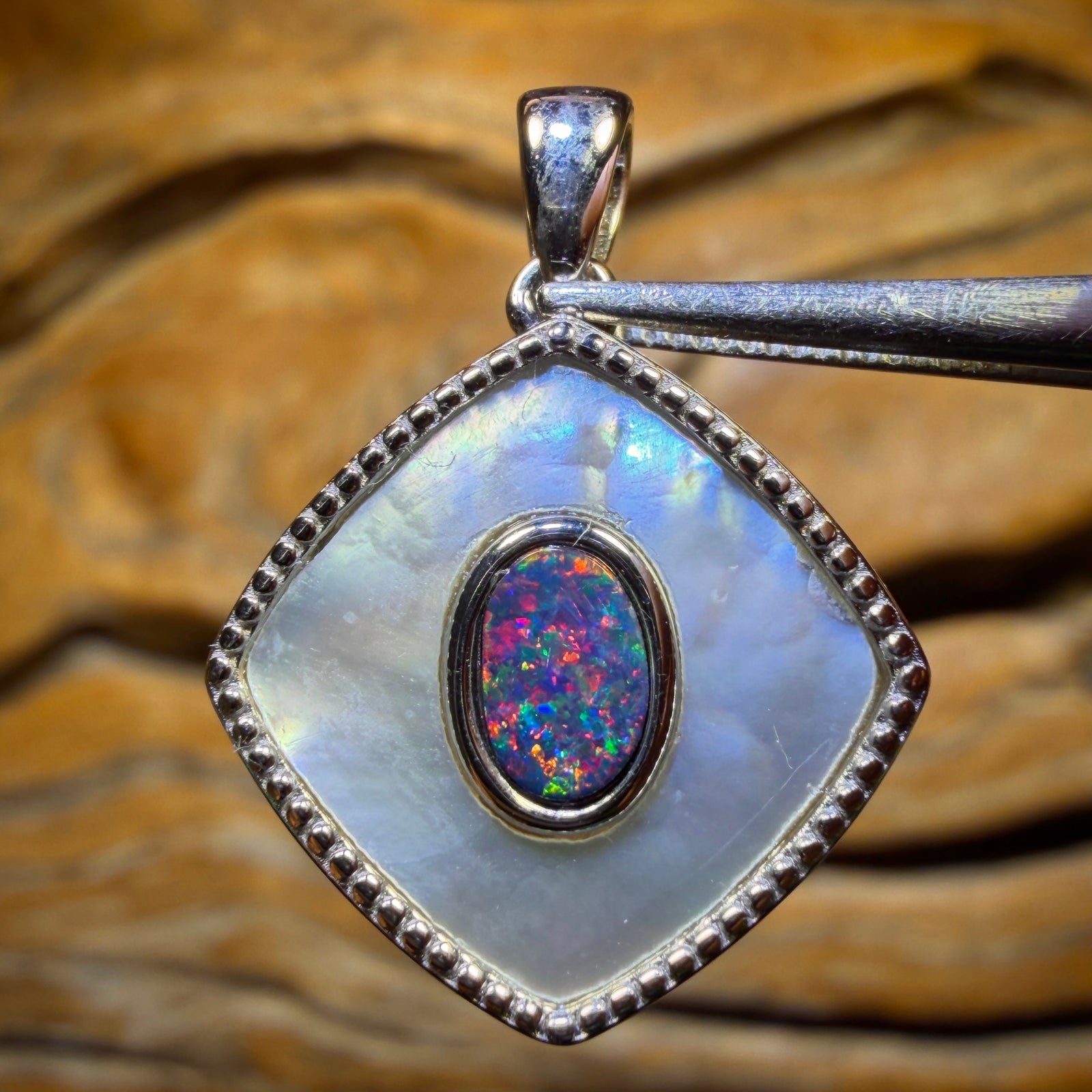 Sterling Silver - Queensland Boulder Opal Doublet Pendant