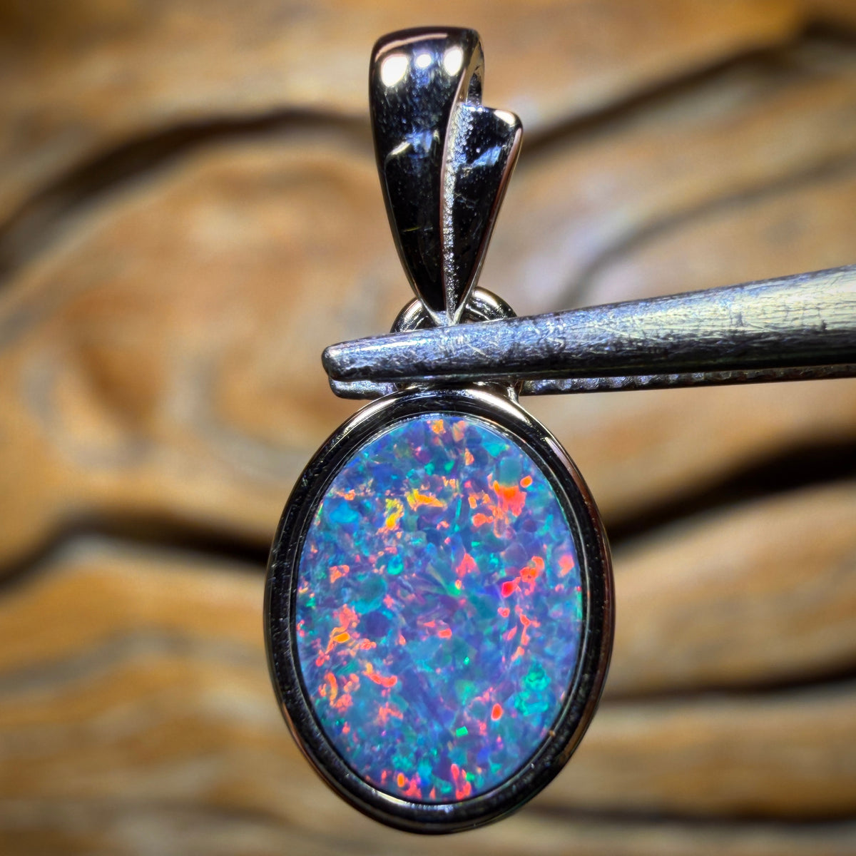 Sterling Silver - Queensland Boulder Opal Doublet Pendant