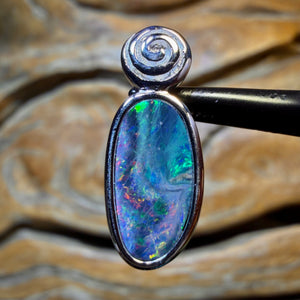 Sterling Silver - Queensland Boulder Opal Doublet Pendant