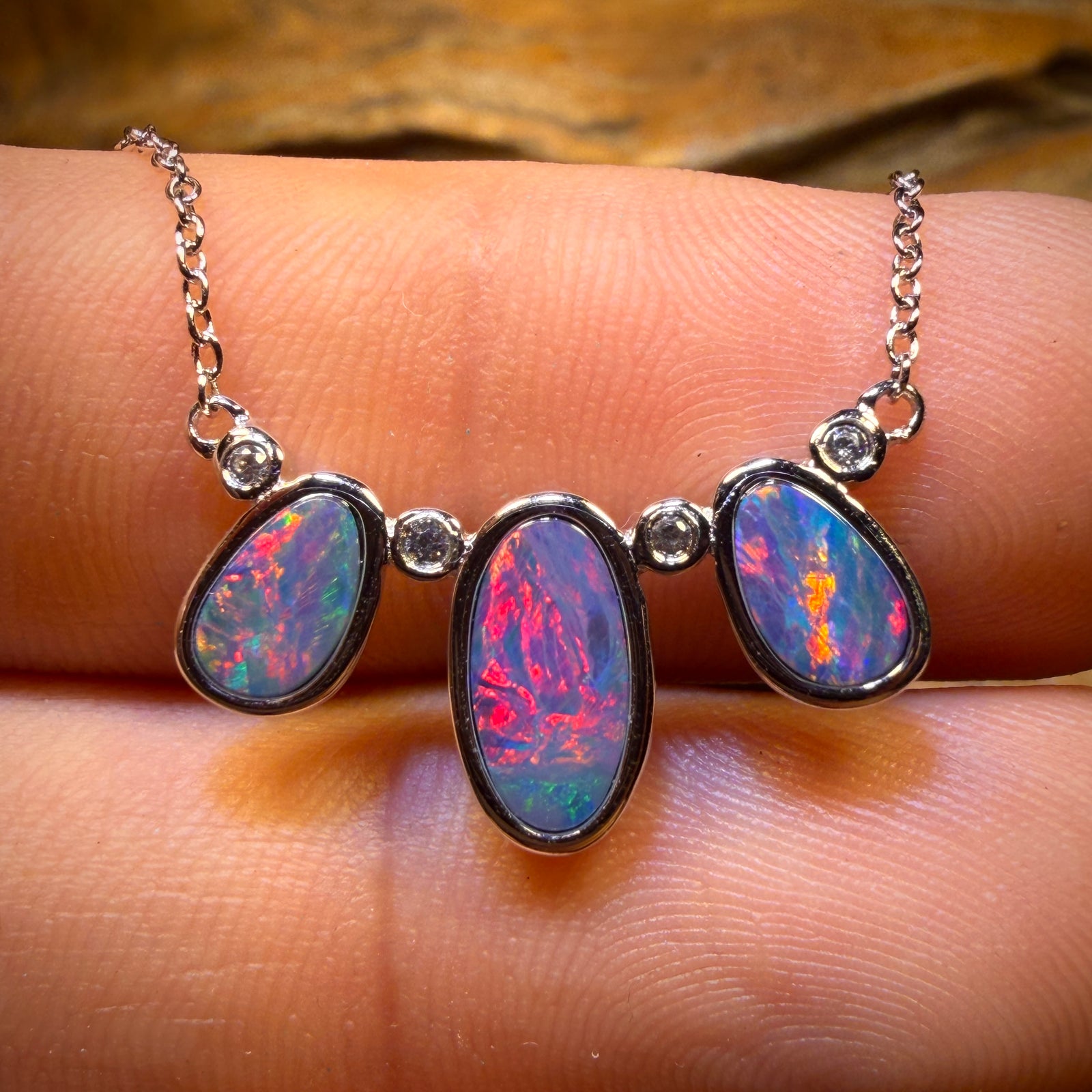 Sterling Silver - Queensland Boulder Opal Doublet Pendant w/ Necklace