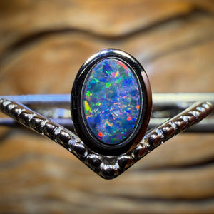Sterling Silver - Queensland Boulder Opal Doublet Ring