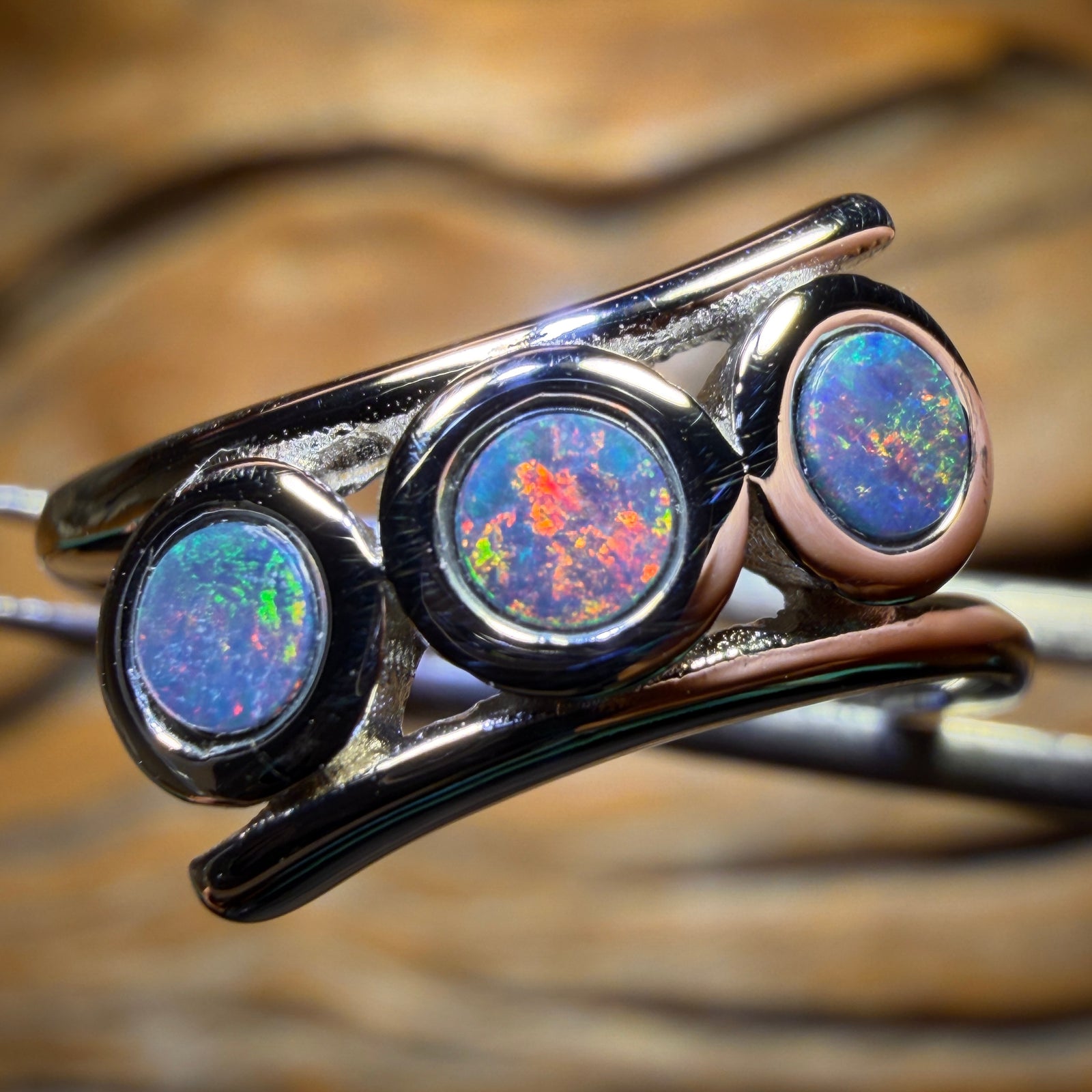 Sterling Silver - Queensland Boulder Opal Doublet Ring