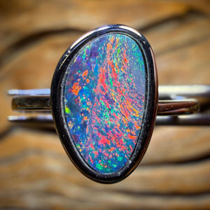 Sterling Silver - Queensland Boulder Opal Doublet Ring