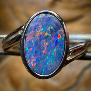 Sterling Silver - Queensland Boulder Opal Doublet Ring