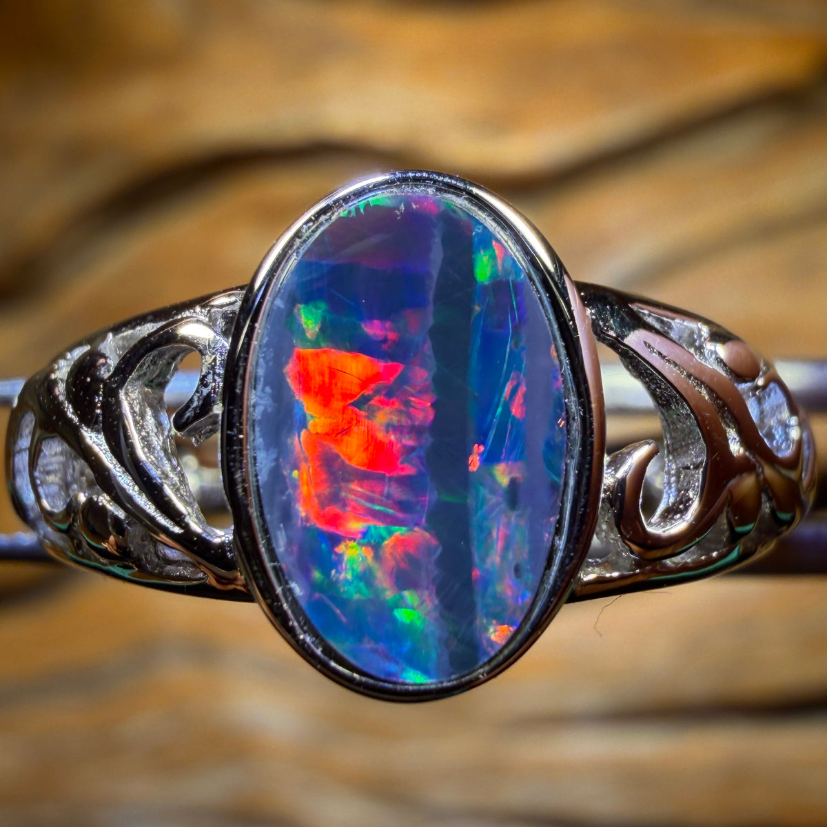 Sterling Silver - Queensland Boulder Opal Doublet Ring