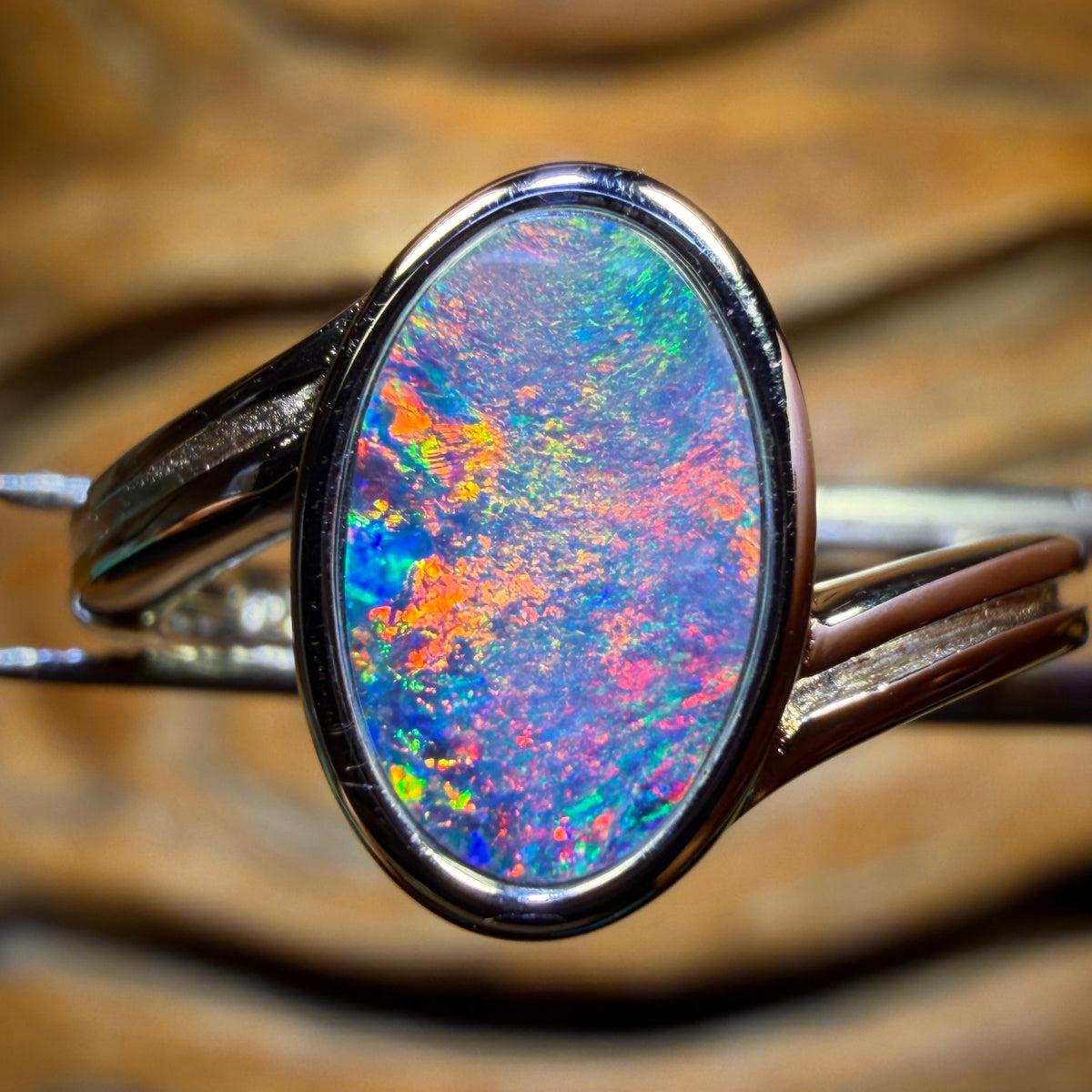Sterling Silver - Queensland Boulder Opal Doublet Ring