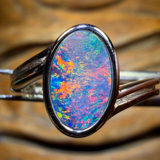Sterling Silber - Queensland Boulder Opal Doublet Ring