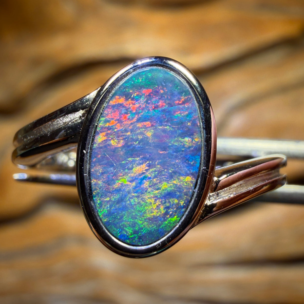Sterling Silver - Queensland Boulder Opal Doublet Ring