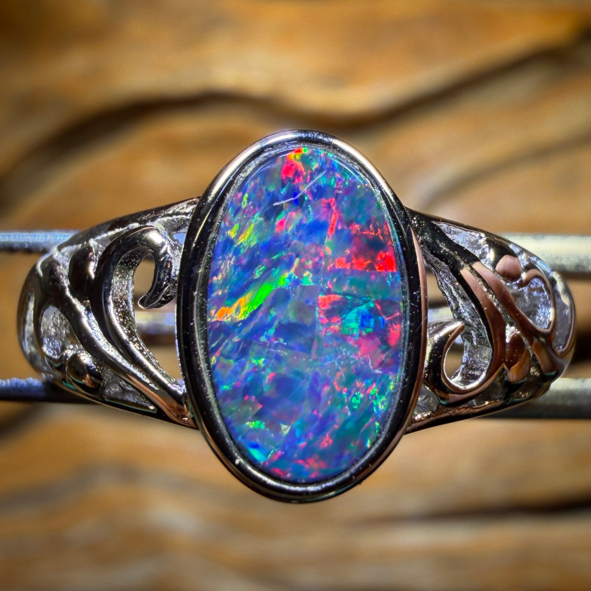 Sterling Silver - Queensland Boulder Opal Doublet Ring