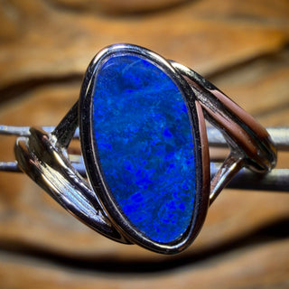 Bague doublet en argent sterling et opale de Queensland Boulder