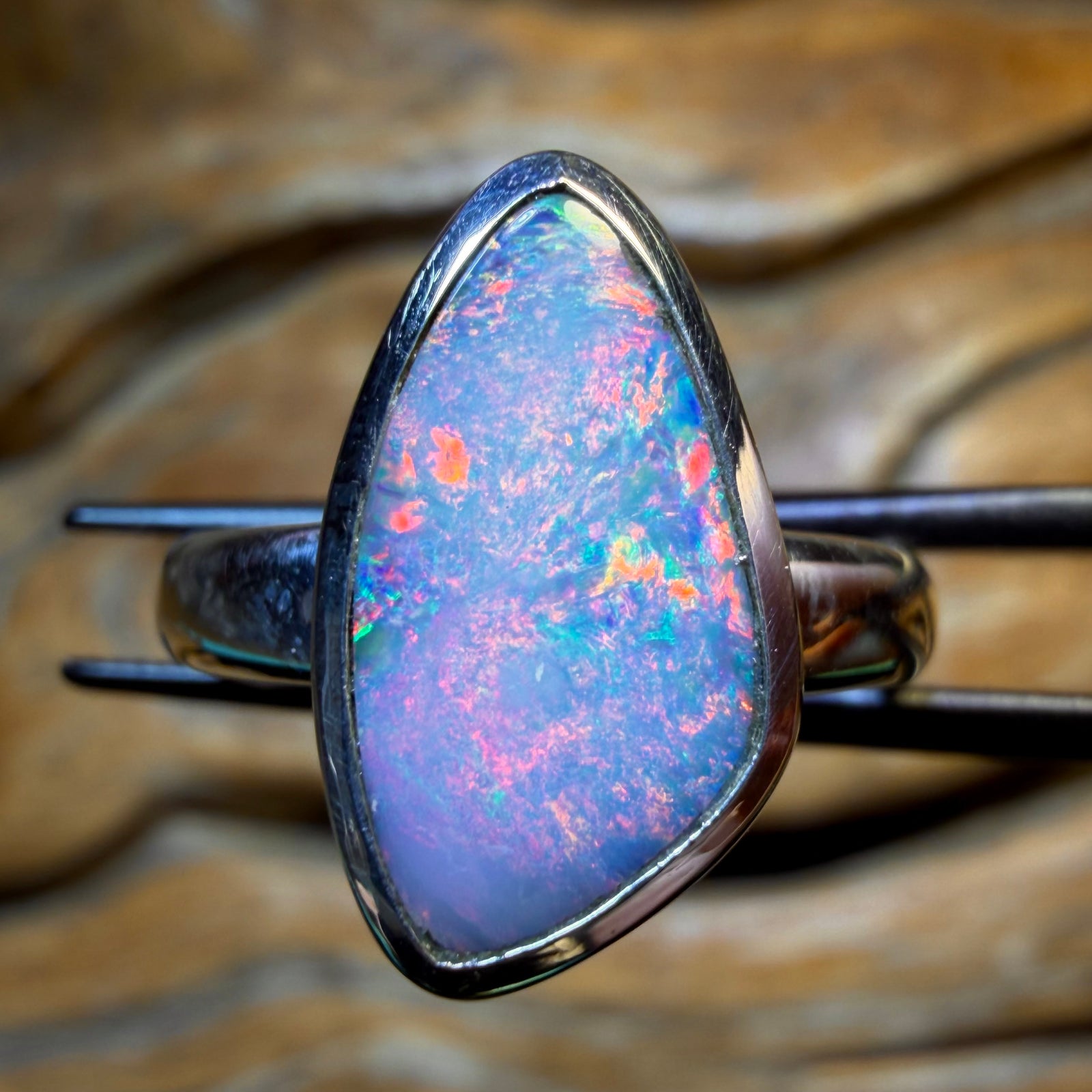 Sterling Silver - Queensland Boulder Opal Doublet Ring