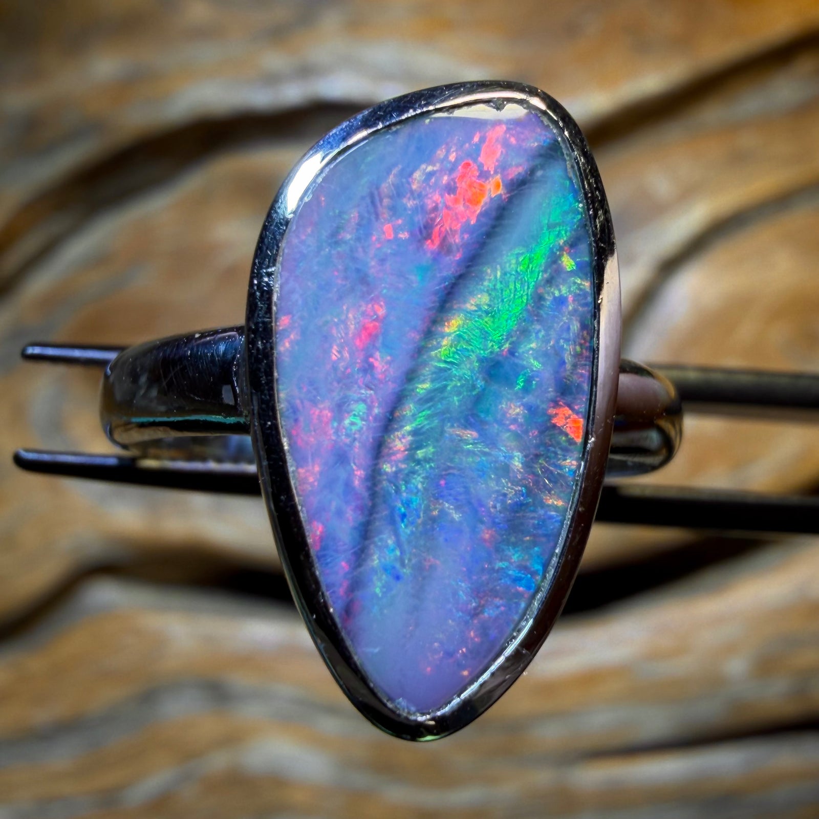 Sterling Silver - Queensland Boulder Opal Doublet Ring