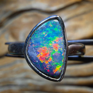 Sterling Silver - Queensland Boulder Opal Doublet Ring