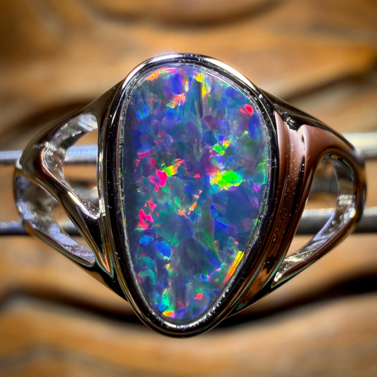Sterling Silver - Queensland Boulder Opal Doublet Ring