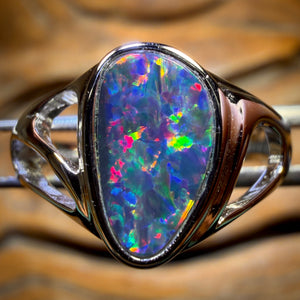Sterling Silver - Queensland Boulder Opal Doublet Ring