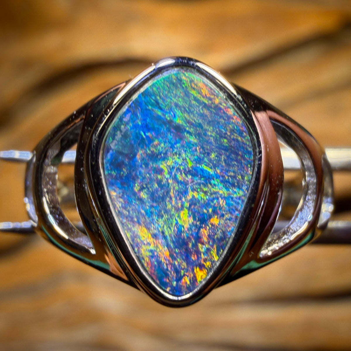 Sterling Silver - Queensland Boulder Opal Doublet Ring UNISEX