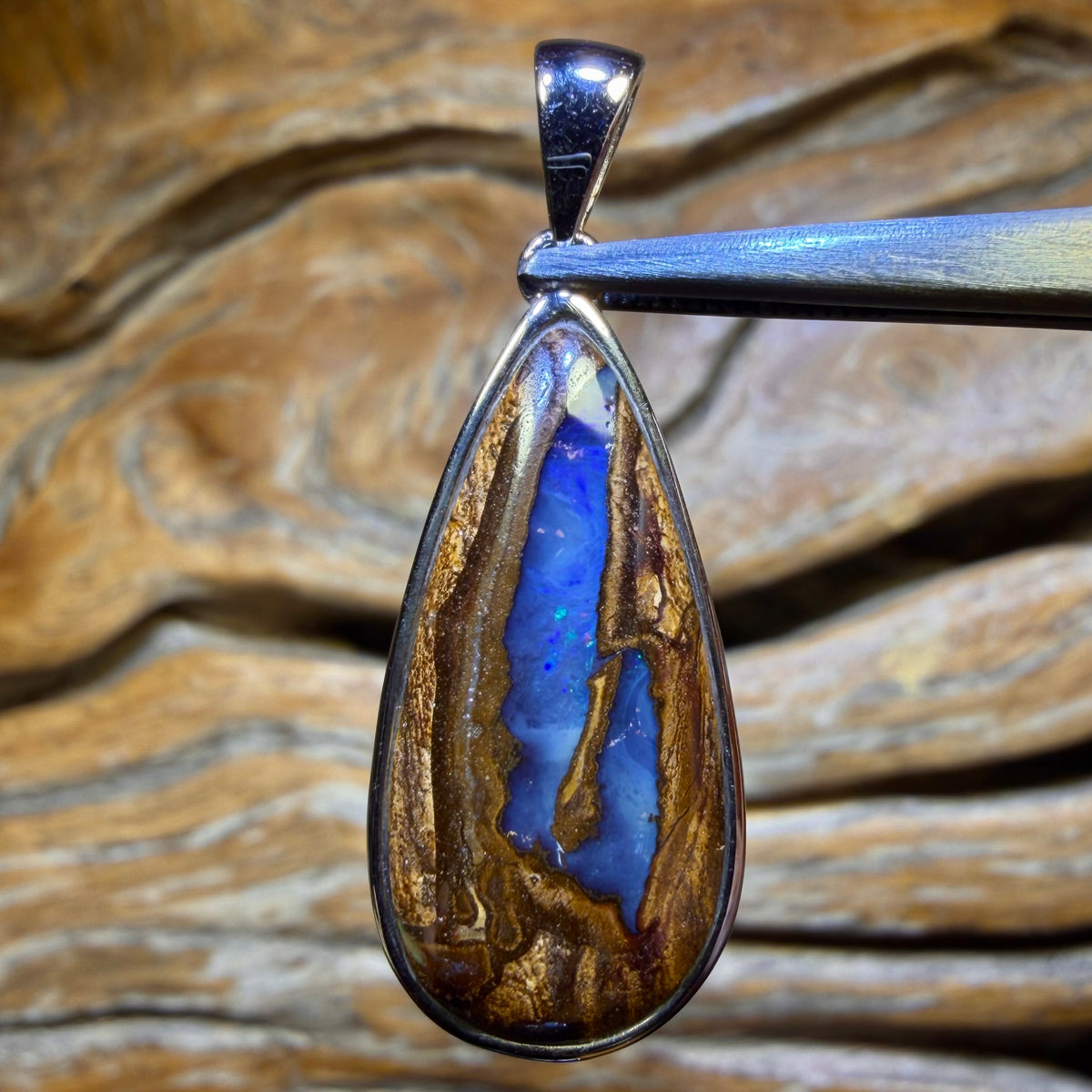 Sterling Silver - Solid Boulder Seam Opal Pendant