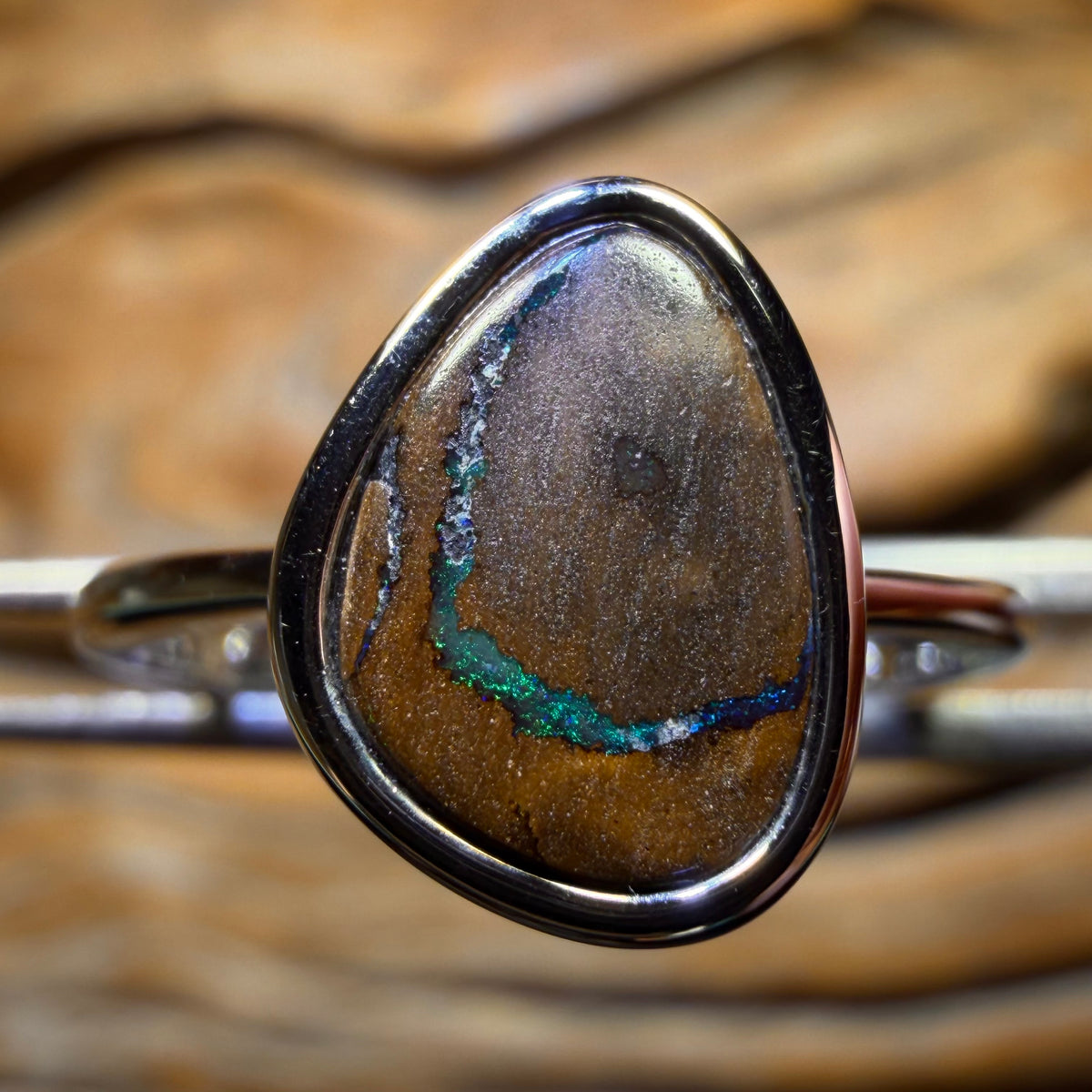 Sterling Silver - Solid Queensland Boulder Opal Ring