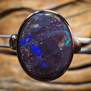 Sterling Silver - Solid Queensland Boulder Opal Ring