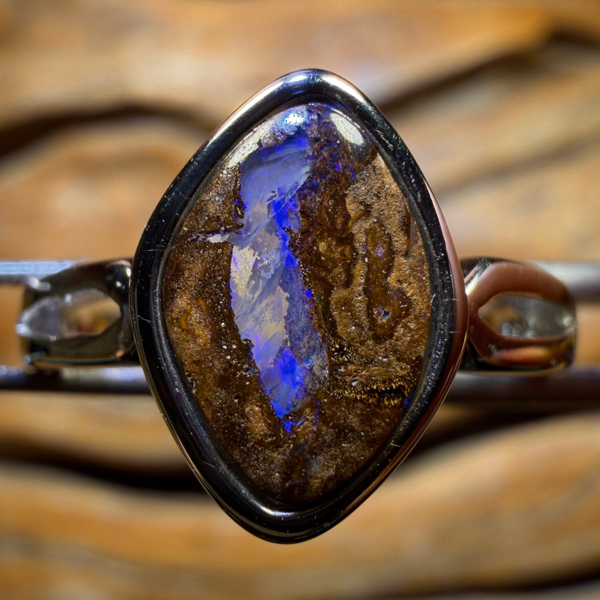 Sterling Silver - Solid Queensland Boulder Opal Ring